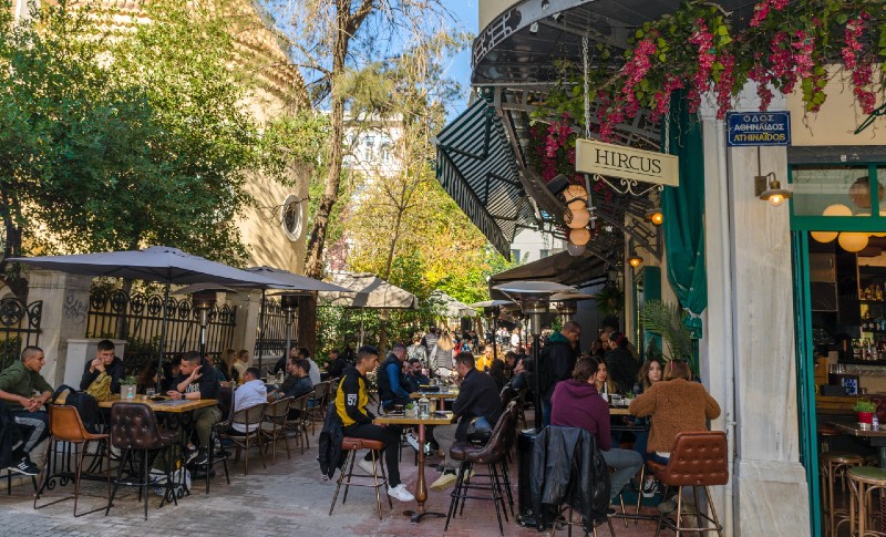 CAfes and bars at Agia Irini square in Athens
