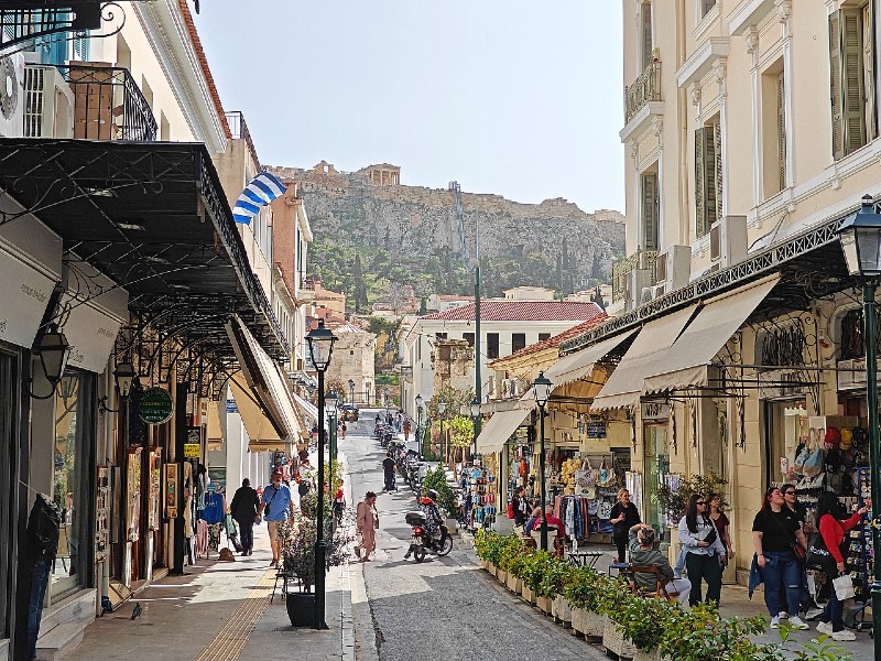 Small fabric and accessories shops on Aiolou street in Athens