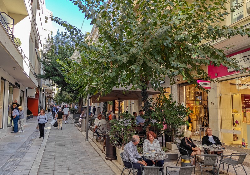 Elegant storefronts on Voukourestiou Street in Kolonaki
