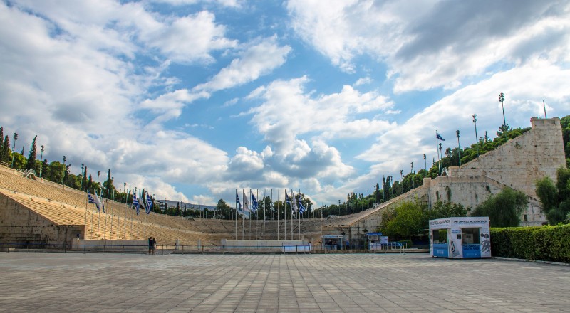 The Panathenaic Stadium in Athens — the all-marble arena that hosted the first modern Olympic Games in 1896 and still inspires visitors today