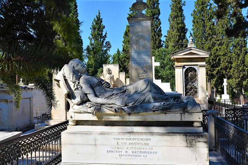 The famous Sleeping Girl in the First Cemetery of Athens
