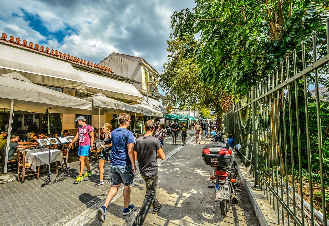 tourists in athens