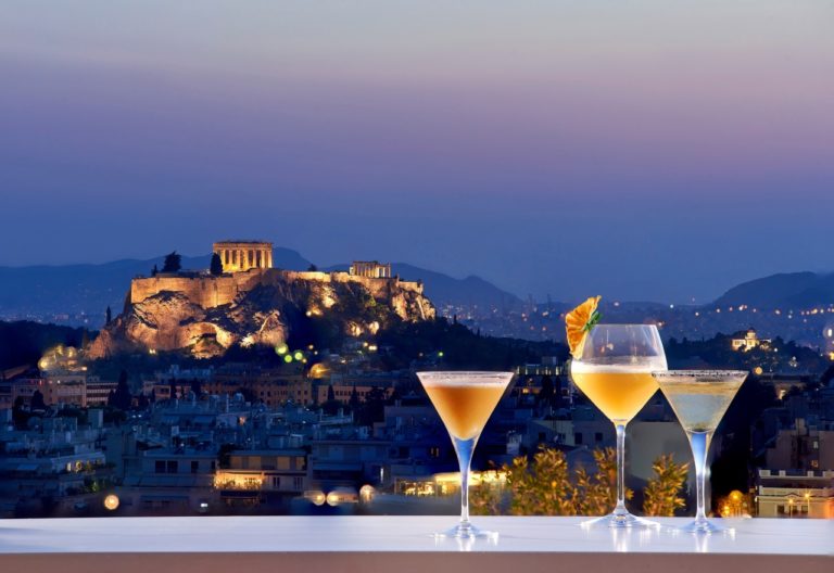drink with acropolis view