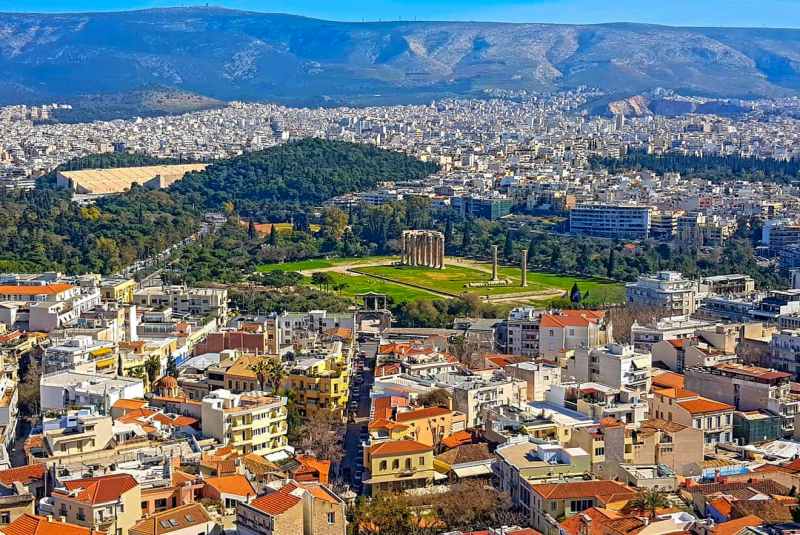 The Temple of Zeus and the Hadrian Arch from above