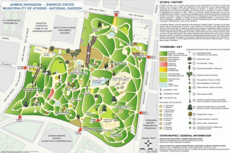map of the National Garden of Athens