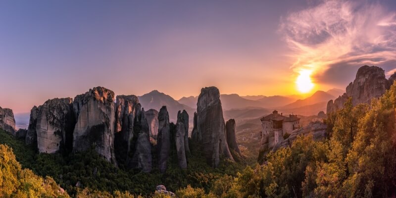 meteora sunset