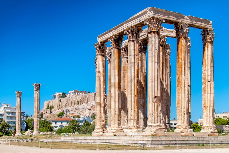 the-temple-of-olympian-zeus-and-acropolis in-athens