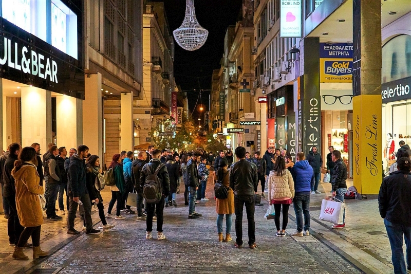 Ermou Street in the evening