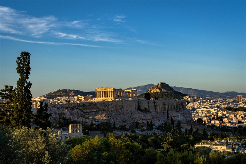 acropolis view from philopappos hill athens
