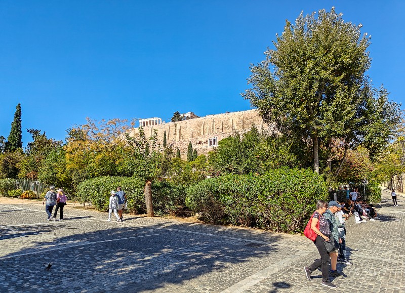 pedestrian walkway under the acropolis near herodion and hera hotels in makrygianni athens