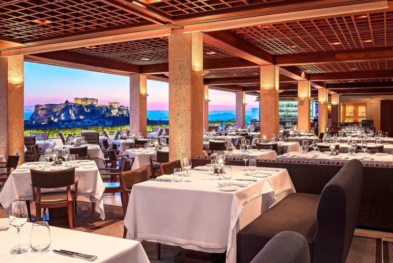 hotel restaurant with acropolis view
