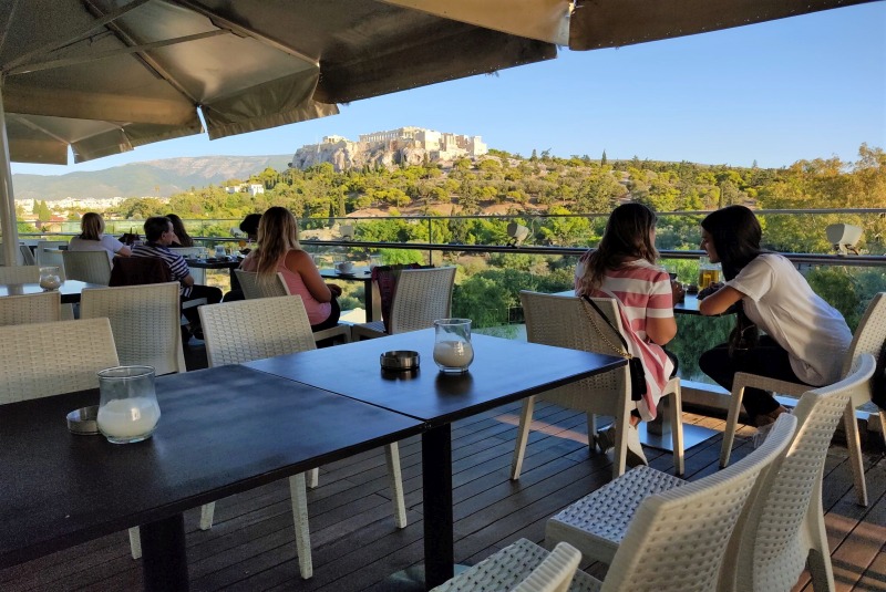 rooftop terrace with Acropolis view