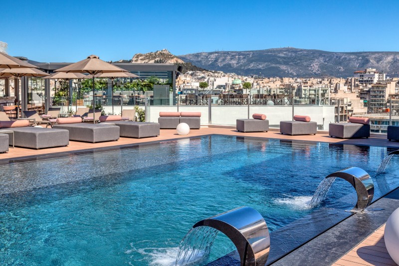 athens hotel swimming pool acropolis view